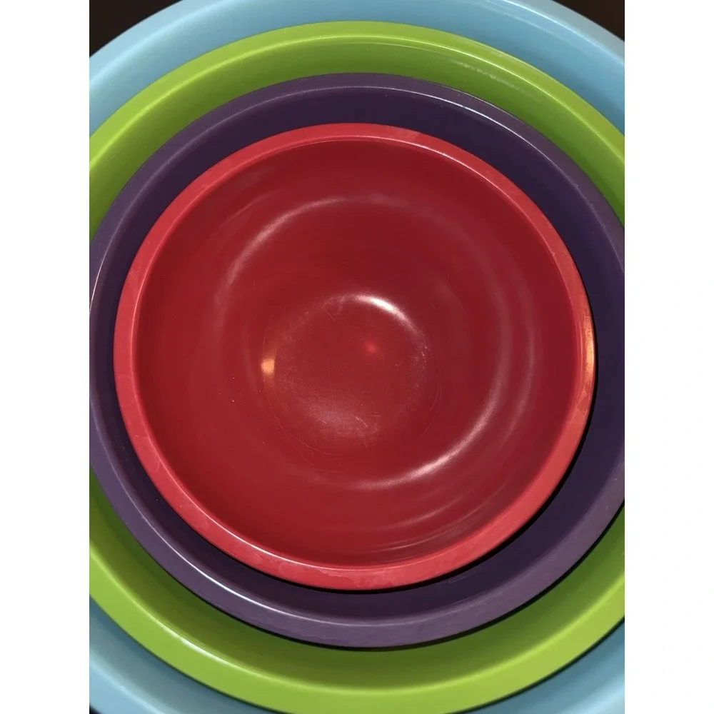 Set Of 6 GHP Melamine Nesting Mixing Bowls Assorted Colors and Sizes, Rainbow